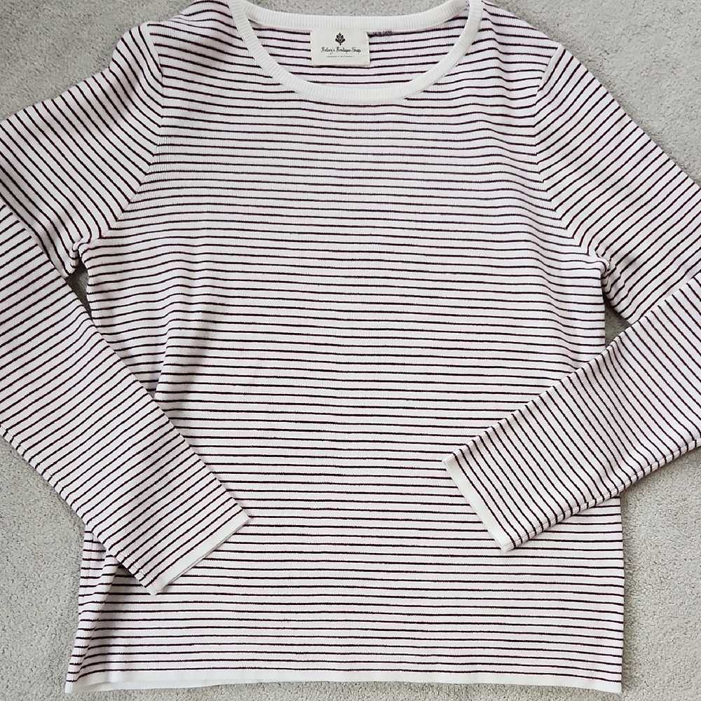 Thin Striped Lightly Ribbed Sweater Large - NWOT - image 2